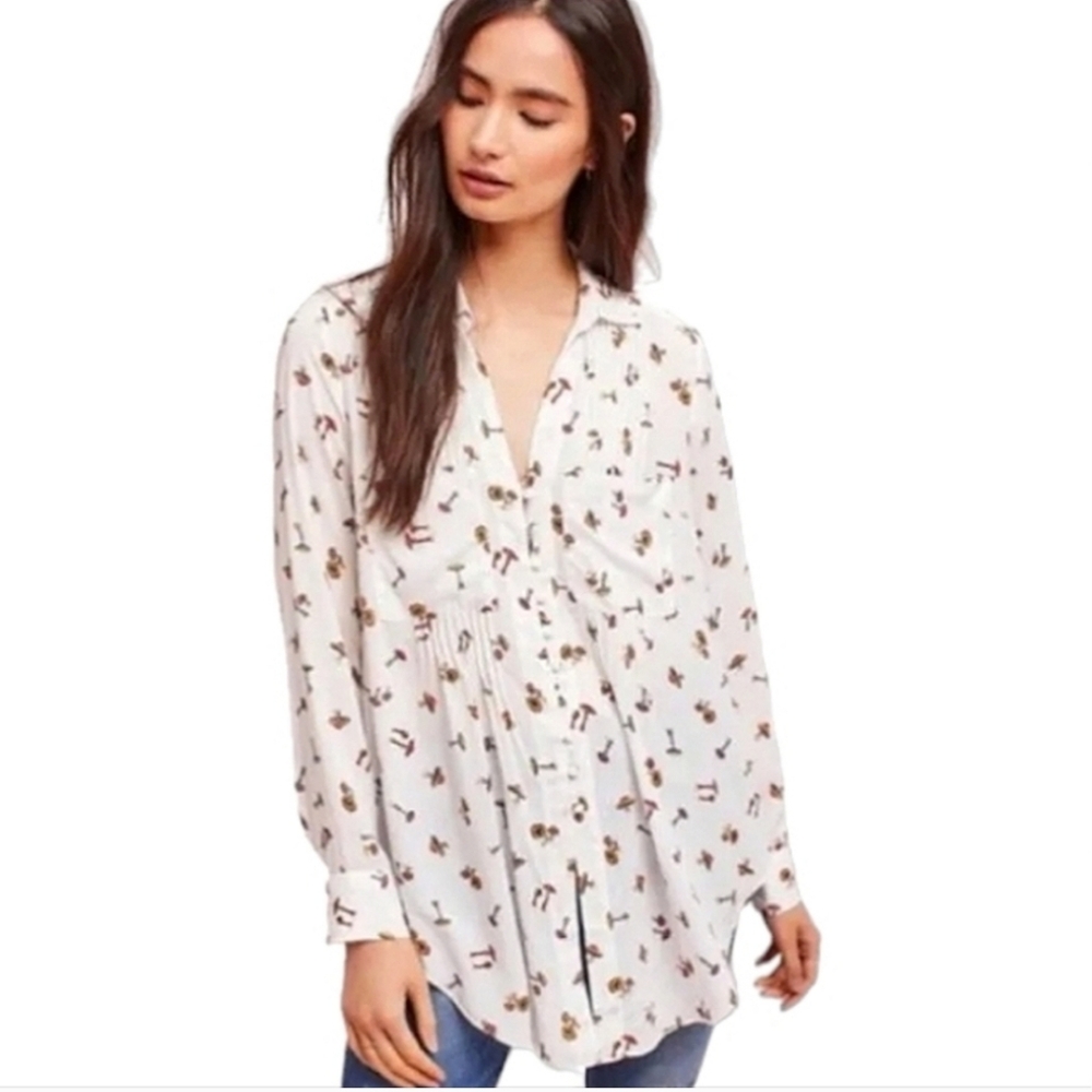 Anthropologie Maeve Matilda Mushroom Blouse size XS